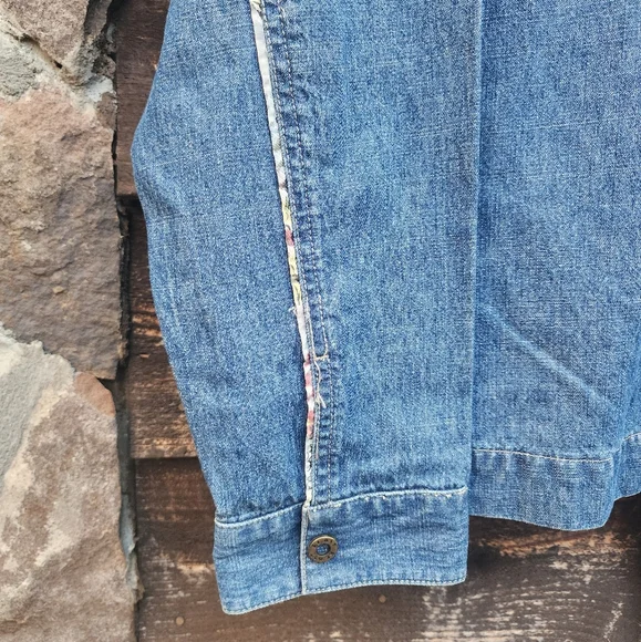 Denim Shacket Jacket Blast Blues Patch L Vintage? - Picture 7 of 12